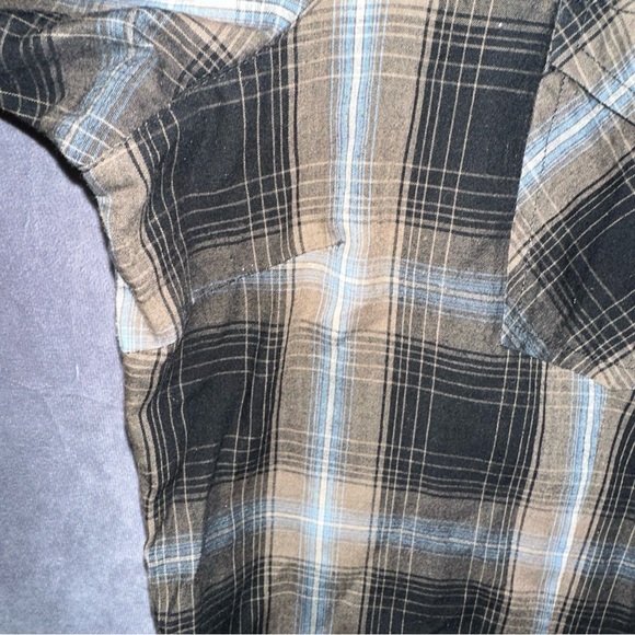 Bit and Bridle Women’s Shirt L Large Pearl Snap Flannel Long Western Plaid Black - Picture 5 of 8